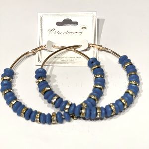Women’s blue and gold big hoop earrings